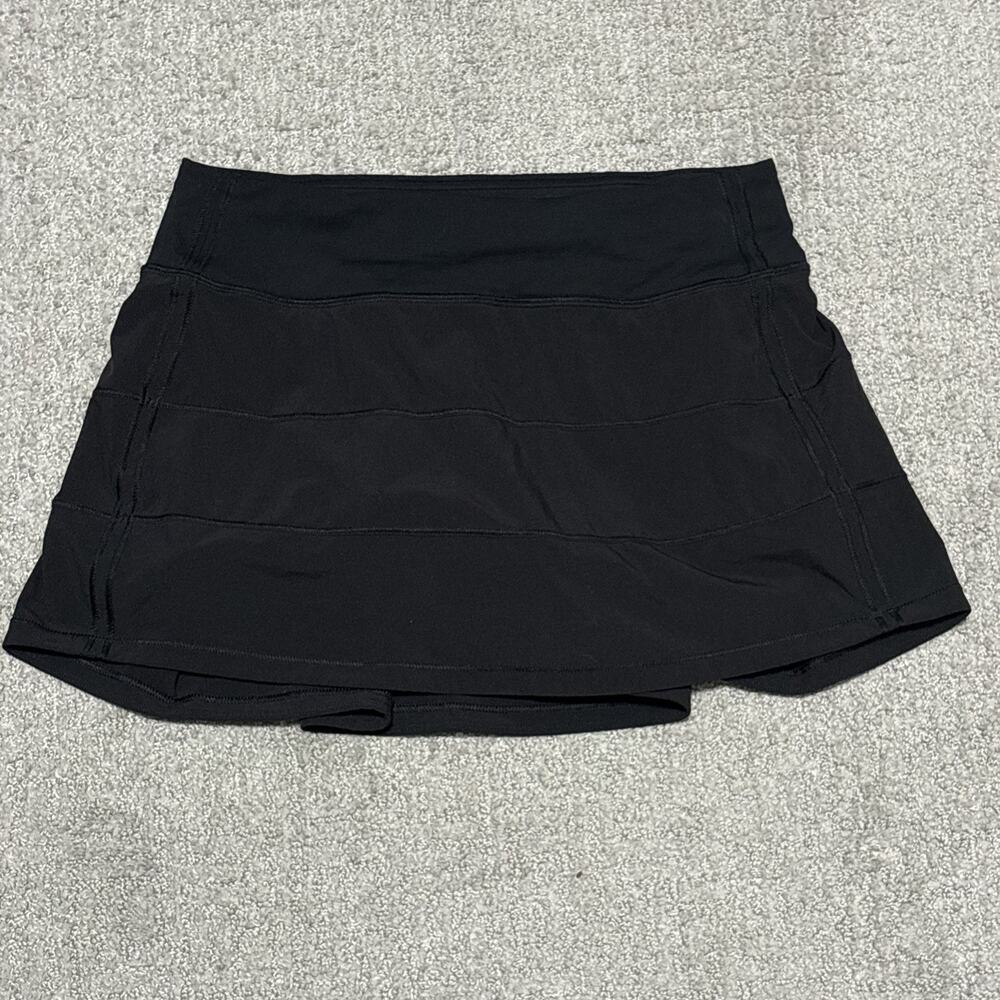 Lululemon Pace Rival Mid-Rise Pleat Skirt Black Lined Women's Size 4 Tennis Run